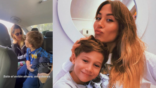 Jimena Barón llevó de sorpresa a su hijo Momo a Brasil