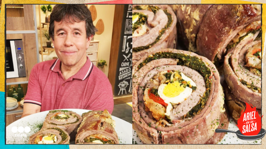 Receta de Matambre arrollado al horno con pesto verde