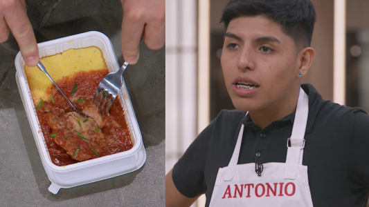 Antonio hizo una deliciosa polenta con salsa y bondiola que deslumbró al jurado
