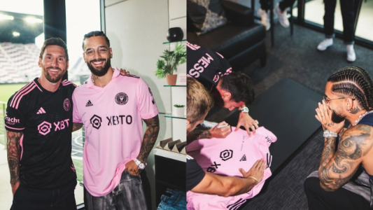 La 10 rosa autografiada se la llevó Maluma: el emocionante encuentro de Leo Messi y el artista colombiano