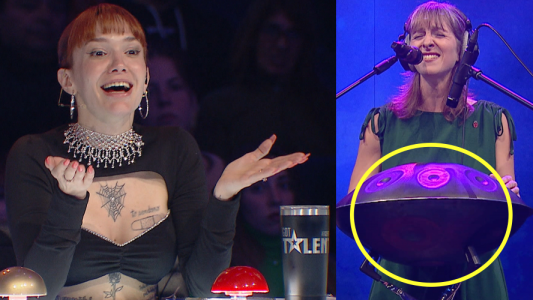 Quien percusionista La Joaqui toca música con un OVNI lata