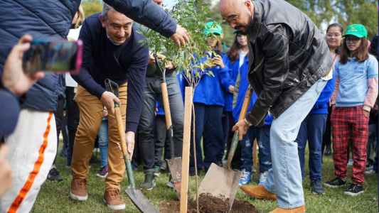 Abel Pintos plantó medio centenar de árboles en Rosario