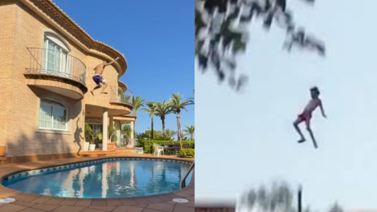 L-Gante a lo Charly García: el cantante de rkt se lanzó a la pileta recreando la icónica escena de la estrella del rock