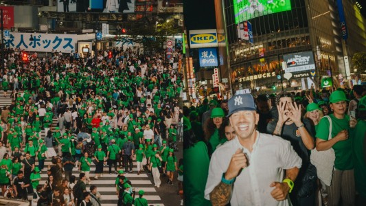 Feid revolucionó el centro de Tokio y lo pobló de color verde