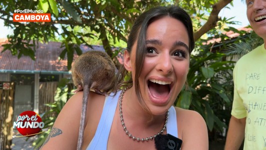 Marley y Flor Jazmín con las ratas que hallan minas explosivas en Camboya