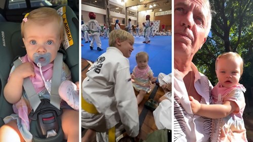 Marley y Milenka acompañaron a Mirko a su clase de taekwondo: el tierno momento