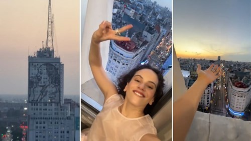 Video | Rosalía se grabó subiendo el Obelisco y se enamoró de Buenos Aires