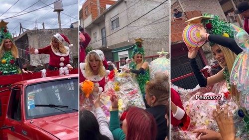 Stefy y Vicky Xipolitakis llevaron juguetes y regalos a niños de Villa Fiorito