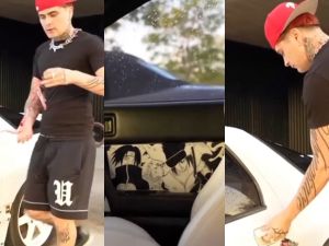 Tapizado de Naruto y una katana de freno de mano: el auto 'otaku' de Lit Killah
